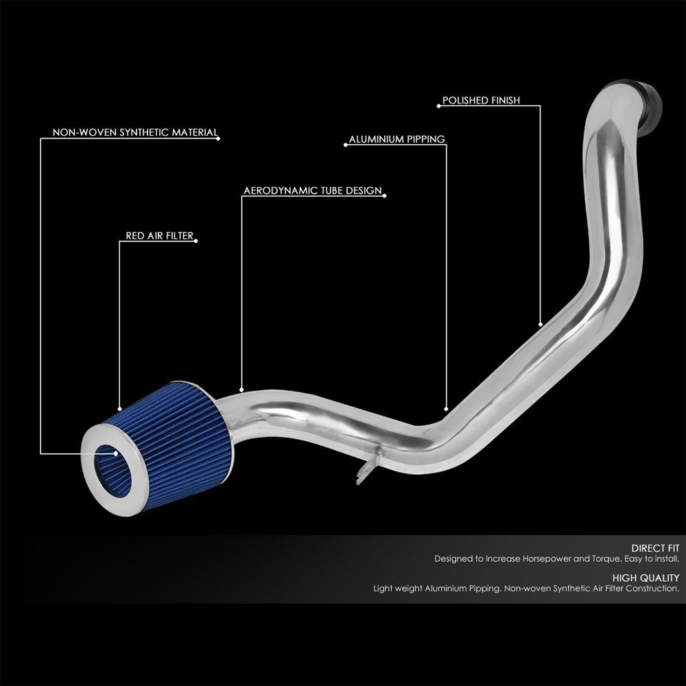 Polish Aluminum/Blue Filter Cold Air Intake Kit For 94-01 Acura Integra 1.8L GSR