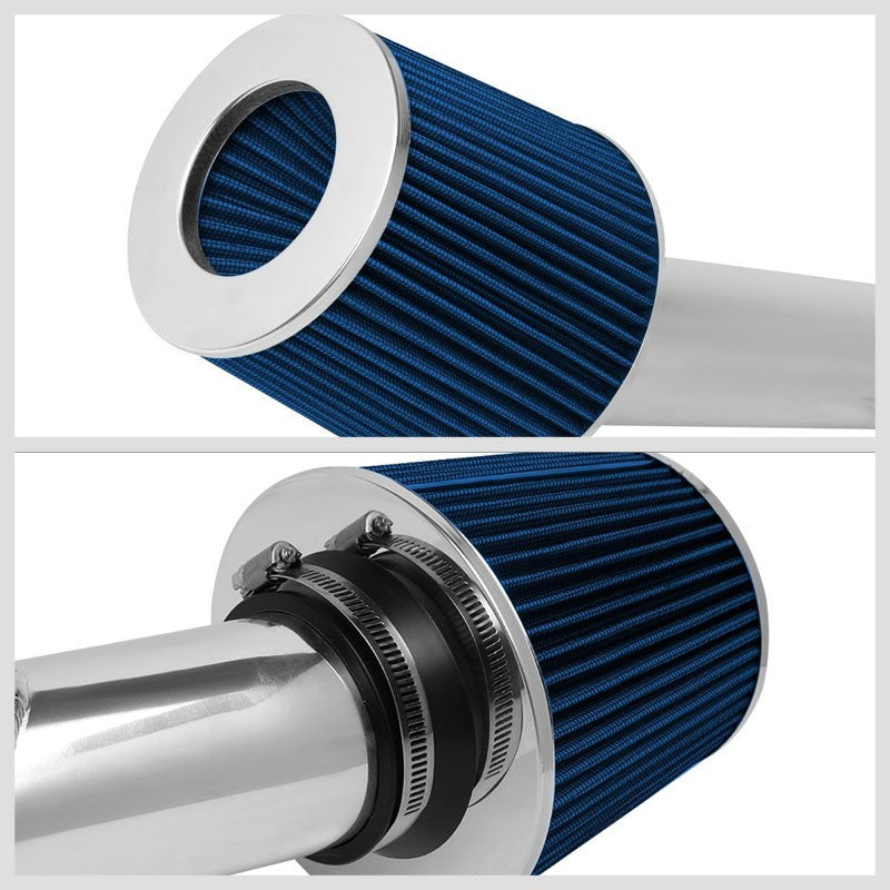 Polish Pipe Blue Dry Cone Filter Shortram Air Intake Kit For 03-06 Infiniti G35-Performance-BuildFastCar