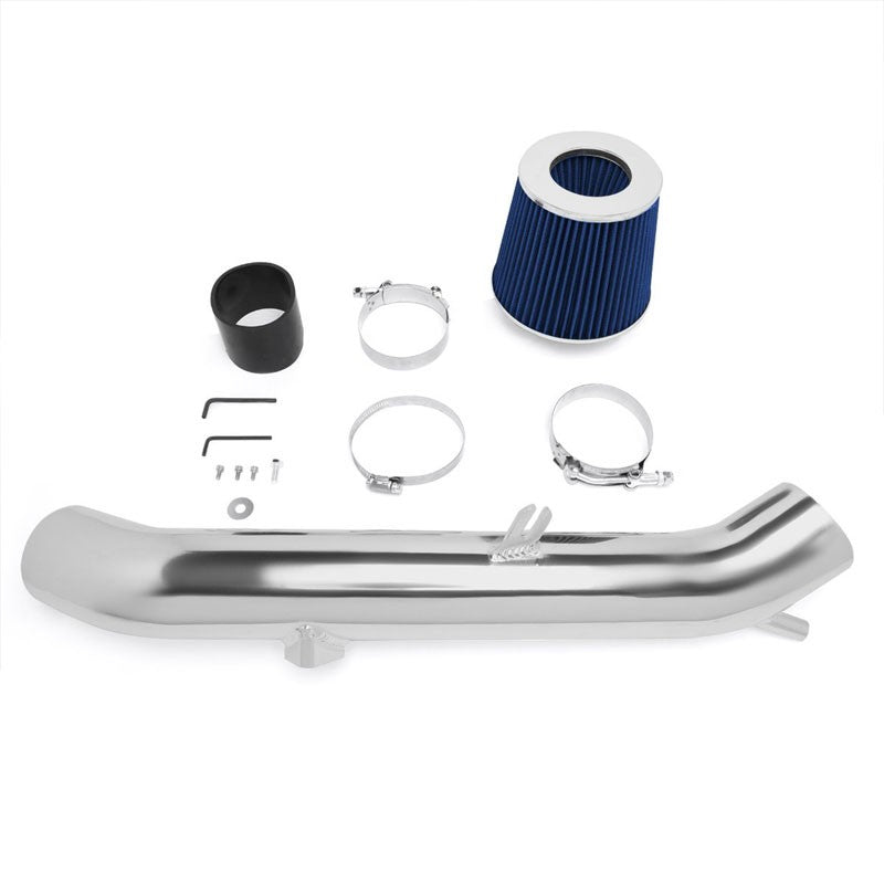 Polish Pipe Blue Dry Cone Filter Shortram Air Intake Kit For 03-06 Infiniti G35-Performance-BuildFastCar