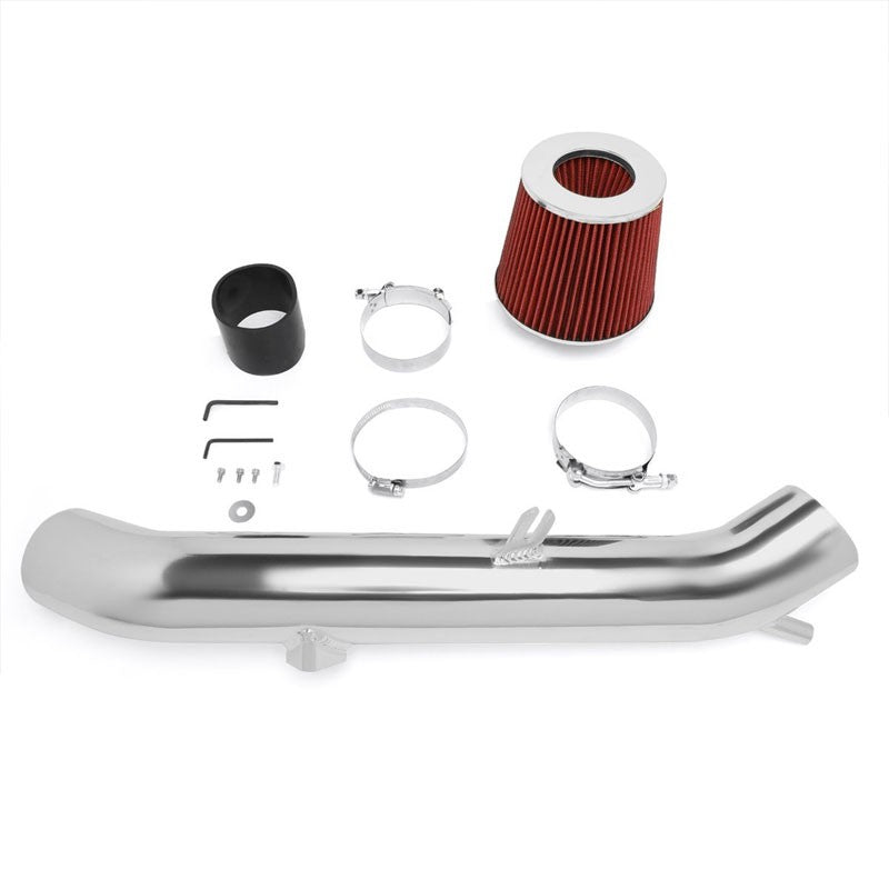 Polish Pipe Red Dry Cone Filter Shortram Air Intake Kit For 03-06 Infiniti G35-Performance-BuildFastCar