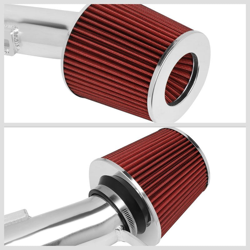 Polish Pipe Red Dry Cone Filter Shortram Air Intake Kit For 07-12 Altima 2.5L-Performance-BuildFastCar