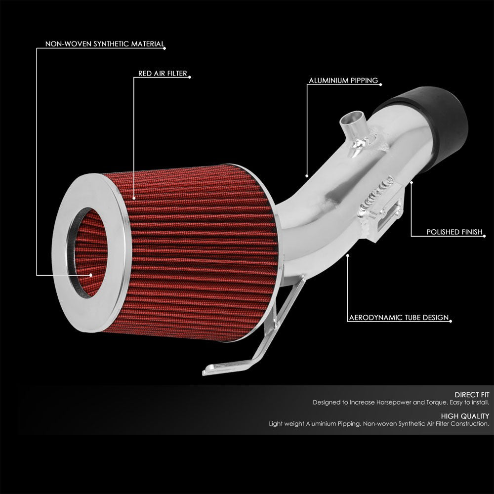 Polish Pipe/Red Cone Filter Shortram Air Intake Kit For 07-12 Altima 3.5 V6 L32A