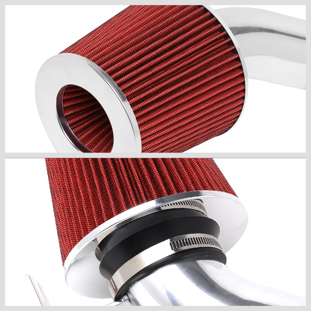 Polish Pipe/Red Cone Filter Shortram Air Intake Kit For 07-12 Altima 3.5 V6 L32A