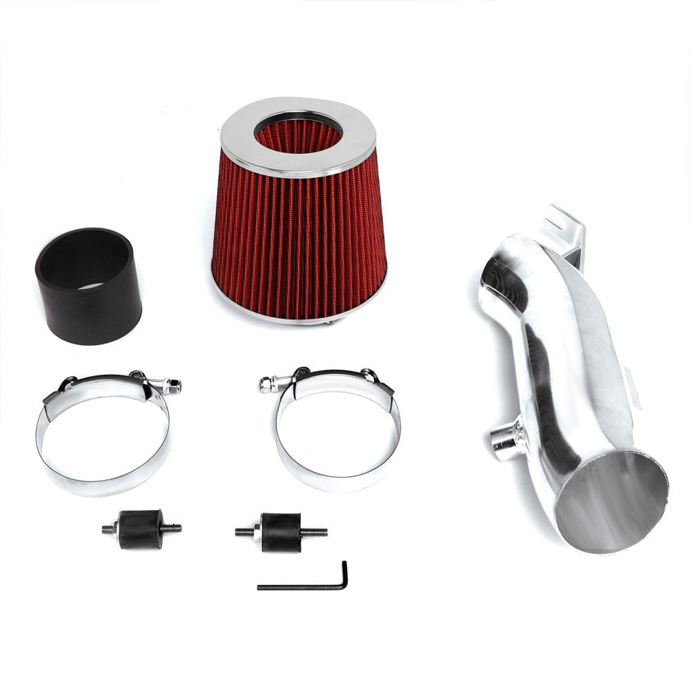 Polish Pipe/Red Cone Filter Shortram Air Intake Kit For 07-12 Altima 3.5 V6 L32A