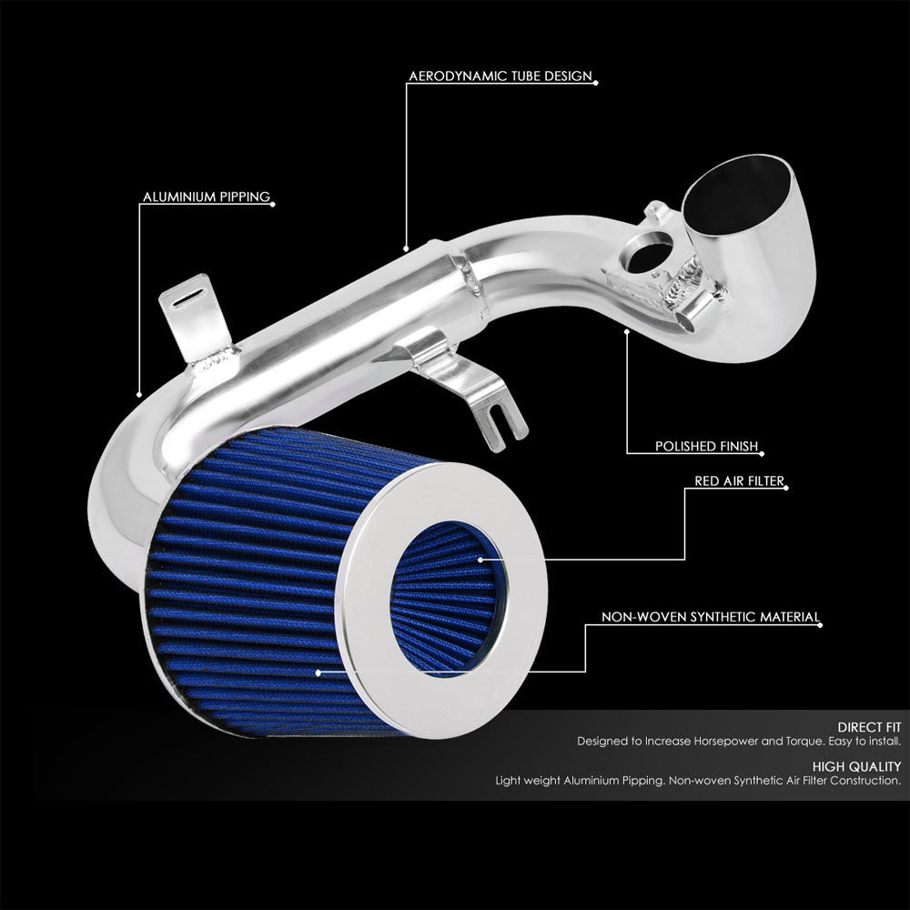 Polish Pipe/Blue Cone Filter Cold Air Intake Kit For 04-06 Scion xA 1.5 XP60