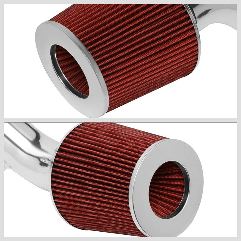 Polish Pipe Red Dry Cone Filter Shortram Air Intake Kit For 03-08 Tiburon 2.0L-Performance-BuildFastCar