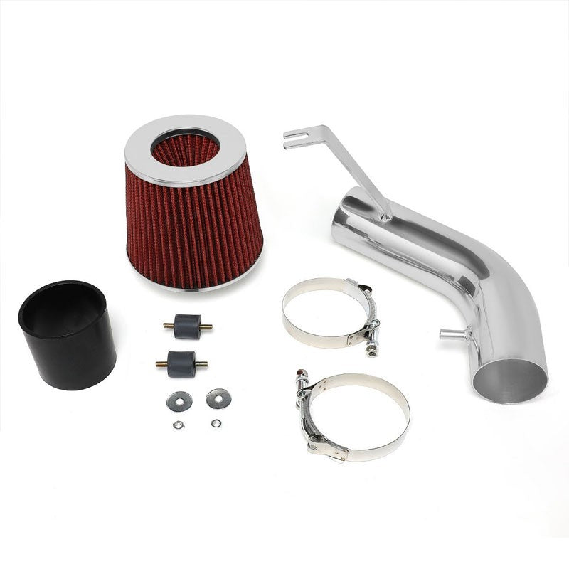 Polish Pipe Red Dry Cone Filter Shortram Air Intake Kit For 03-08 Tiburon 2.0L-Performance-BuildFastCar