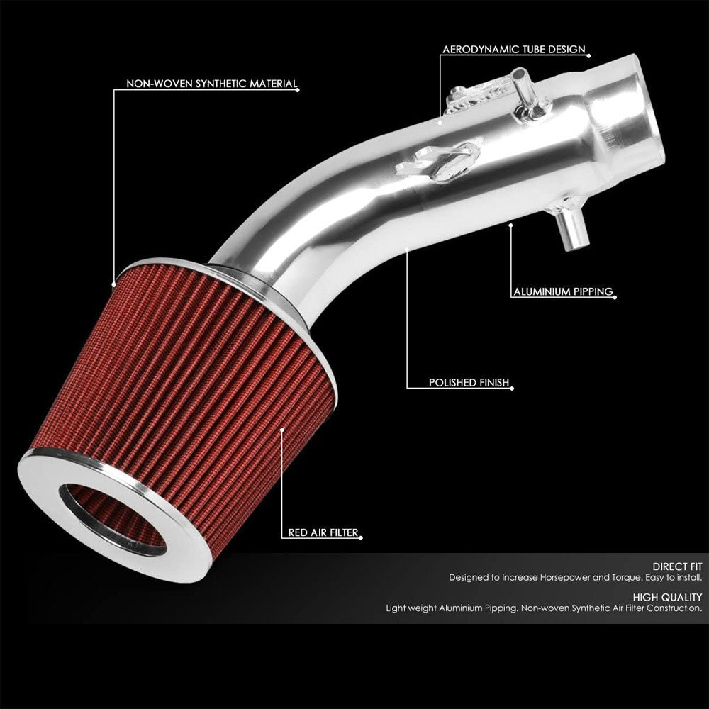 Polish Pipe/Red Cone Filter Shortram Air Intake For 06-11 Honda Civic Si FG FA