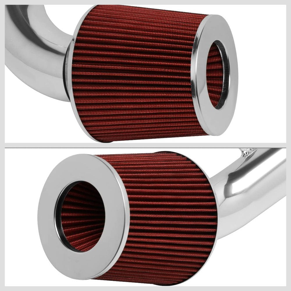 Polish Pipe/Red Cone Filter Shortram Air Intake For 06-11 Honda Civic Si FG FA