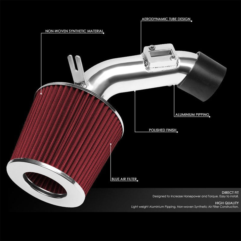 Polish Pipe Red Dry Cone Filter Shortram Air Intake Kit For 06-11 Civic DX LX-Performance-BuildFastCar