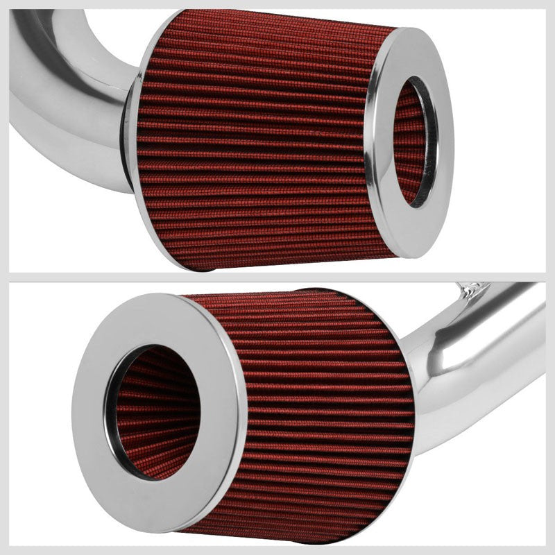 Polish Pipe Red Dry Cone Filter Shortram Air Intake Kit For 06-11 Civic DX LX-Performance-BuildFastCar