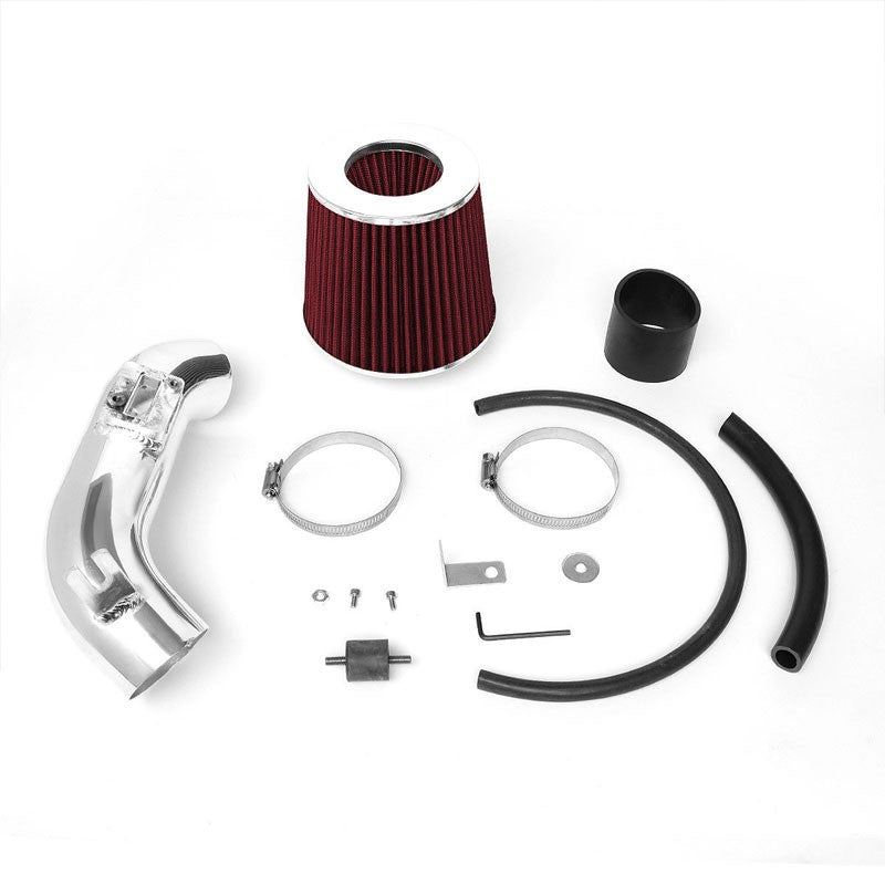 Polish Pipe Red Dry Cone Filter Shortram Air Intake Kit For 06-11 Civic DX LX-Performance-BuildFastCar