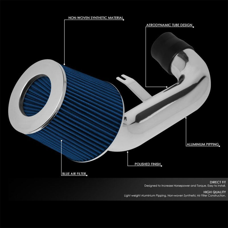 Polish Pipe Blue Dry Cone Filter Shortram Air Intake Kit For 02-06 Acura RSX-Performance-BuildFastCar