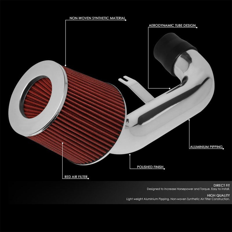 Polish Pipe Red Dry Cone Filter Shortram Air Intake Kit For 02-06 Acura RSX-Performance-BuildFastCar