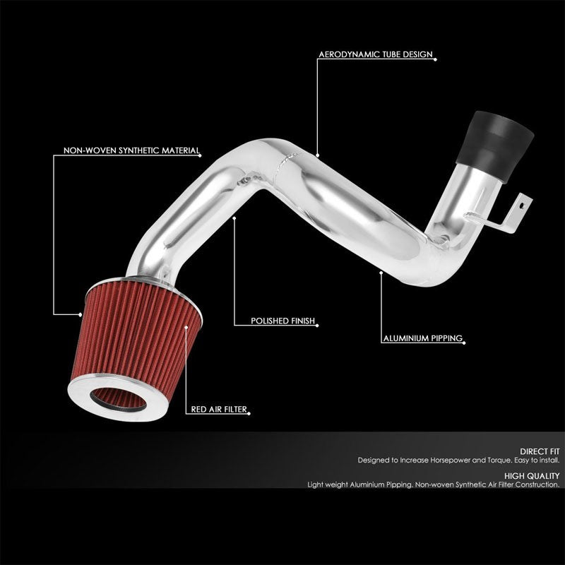 2.75" Polish Pipe Red Cone Filter Cold Air Intake Kit For 00-05 Celica GTS-Performance-BuildFastCar