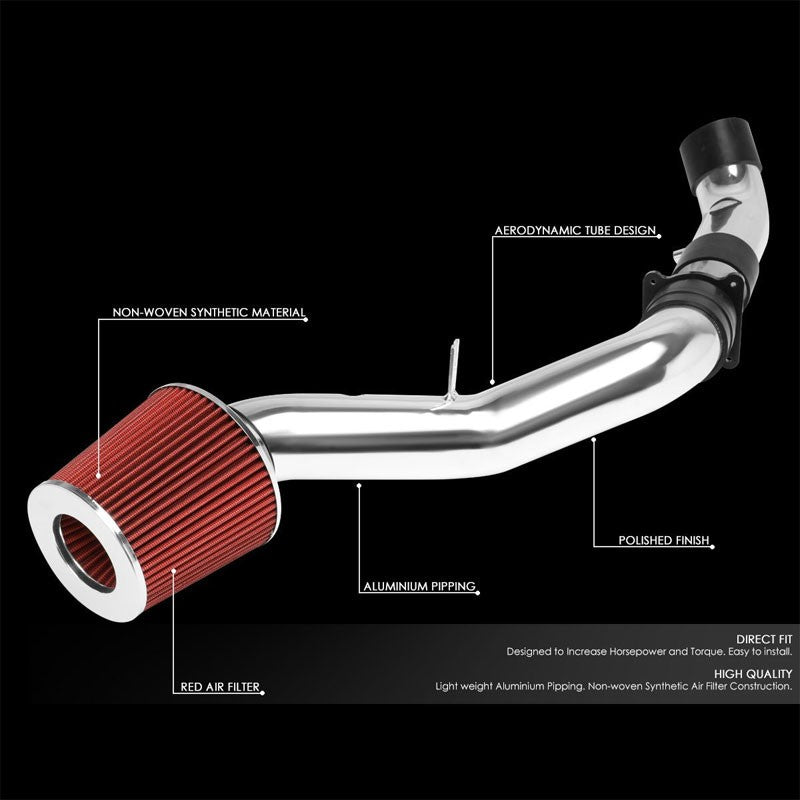 3.00" Polish Pipe Red Cone Filter Cold Air Intake Kit For 03-06 350Z 3.5L V6-Performance-BuildFastCar