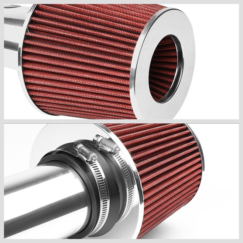 3.00" Polish Pipe Red Cone Filter Cold Air Intake Kit For 03-06 350Z 3.5L V6-Performance-BuildFastCar