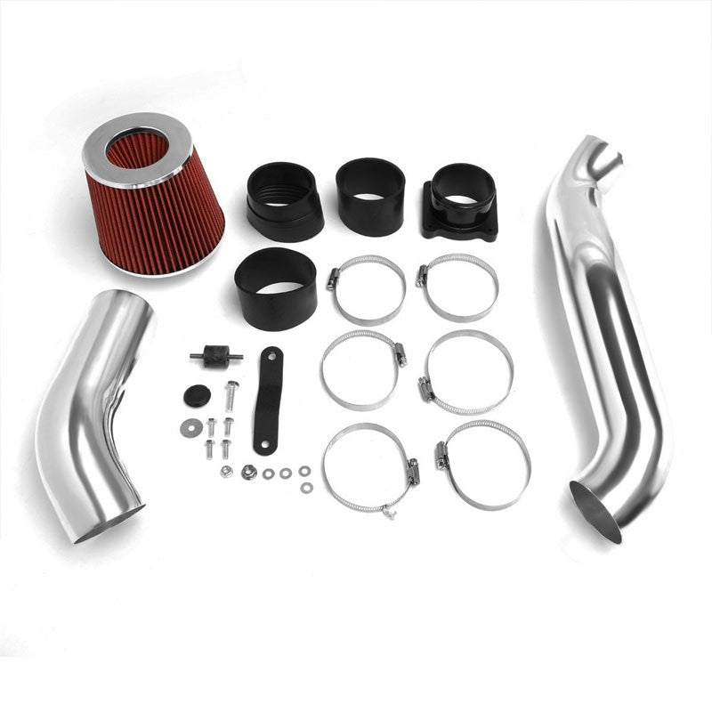 3.00" Polish Pipe Red Cone Filter Cold Air Intake Kit For 03-06 350Z 3.5L V6-Performance-BuildFastCar