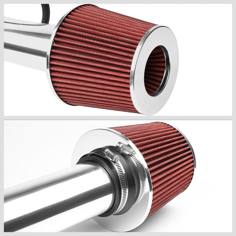 Polish Pipe Red Dry Cone Filter Shortram Air Intake Kit For 92-95 Civic SOHC-Performance-BuildFastCar