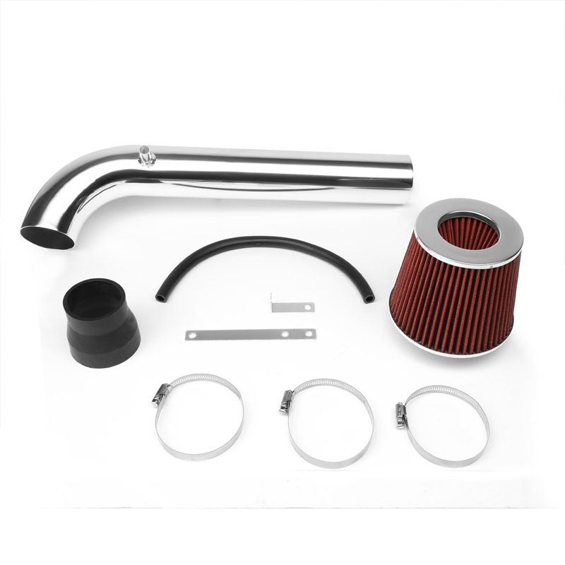 Polish Pipe Red Dry Cone Filter Shortram Air Intake Kit For 96-00 Civic CX DX LX-Performance-BuildFastCar