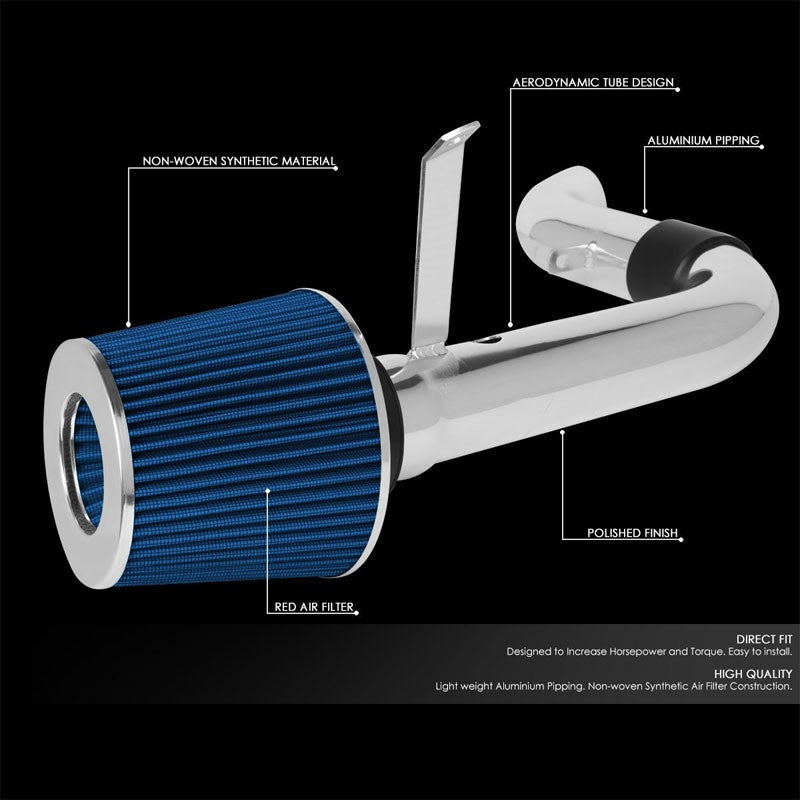 Polish Pipe Blue Dry Cone Filter Shortram Air Intake Kit For 98-03 Chevy S10 2.2-Performance-BuildFastCar