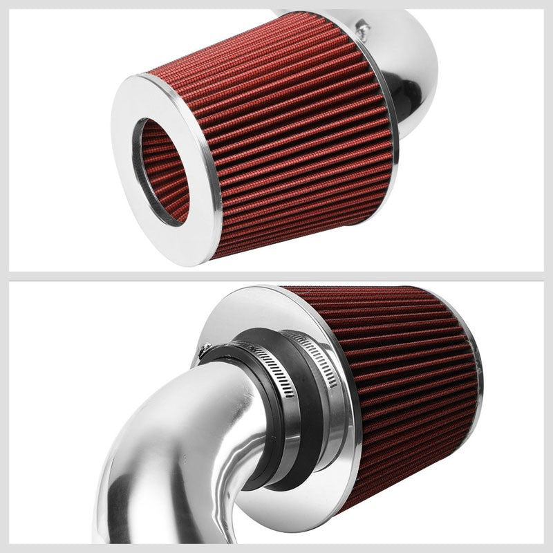 Polish Pipe Red Dry Cone Filter Shortram Air Intake Kit For 01-05 Honda Civic EX-Performance-BuildFastCar