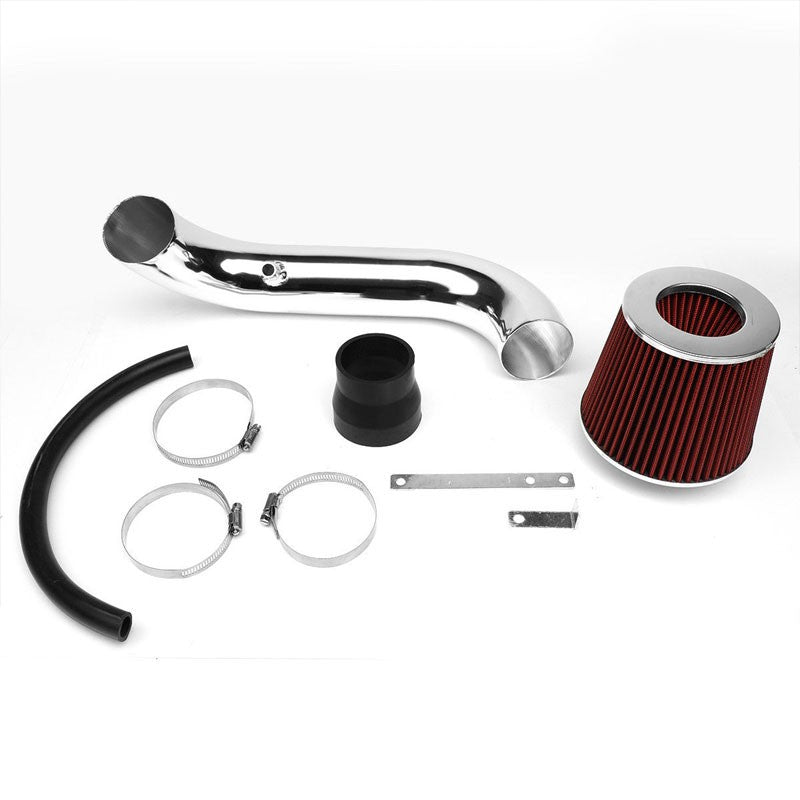 Polish Pipe Red Dry Cone Filter Shortram Air Intake Kit For 01-05 Honda Civic EX-Performance-BuildFastCar