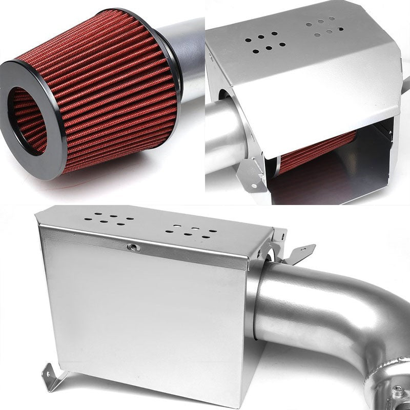 Polish Pipe/Red Filter+Shortram Air Intake Kit+Heat Shield For 13-17 Subaru BRZ-Performance-BuildFastCar
