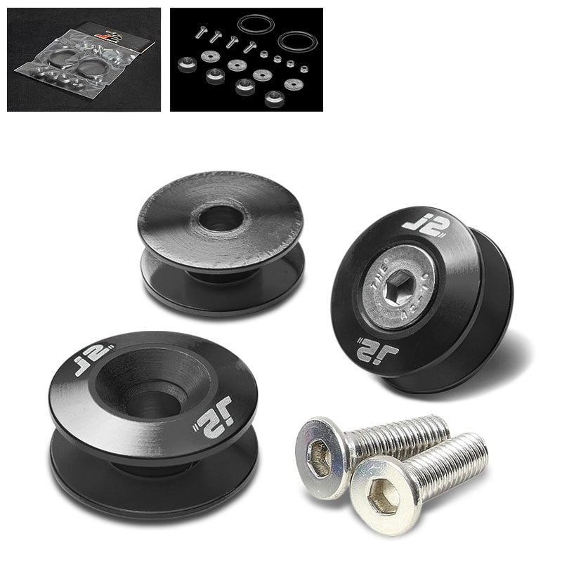 4PC J2 Black Aluminum Trunk Bumper Quick Release Fastener Hatch Washer Kit-Washer-BuildFastCar