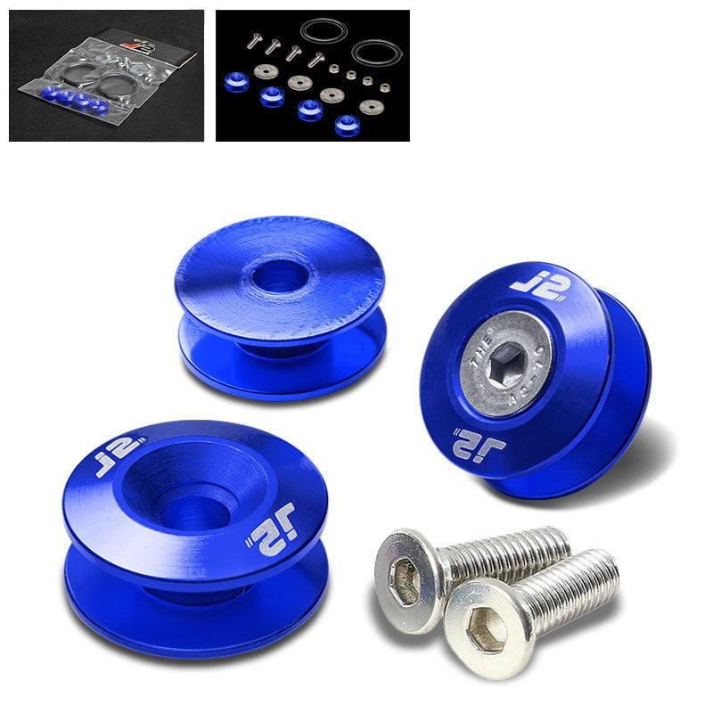 4PC J2 Blue Aluminum Trunk Bumper Quick Release Fastener Hatch Washer Kit-Washer-BuildFastCar