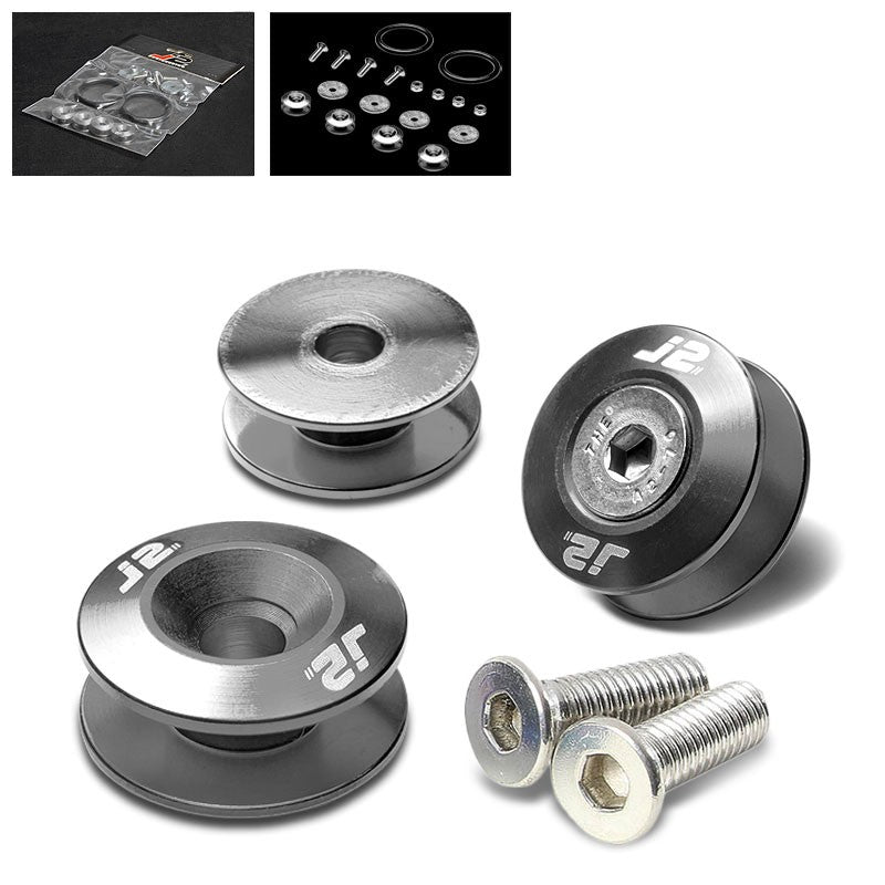 4PC J2 Gun Metal Aluminum Trunk Bumper Quick Release Fastener Hatch Washer Kit-Washer-BuildFastCar