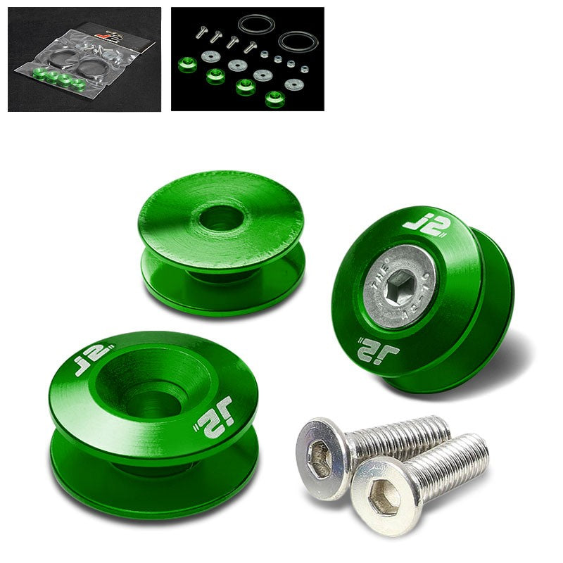 4PC J2 Green Aluminum Trunk Bumper Quick Release Fastener Hatch Washer Kit-Washer-BuildFastCar