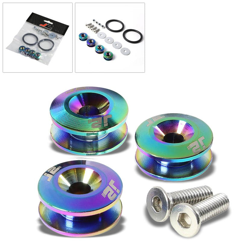 4PC J2 Neo Chrome Aluminum Trunk Bumper Quick Release Fastener Hatch Washer Kit-Washer-BuildFastCar