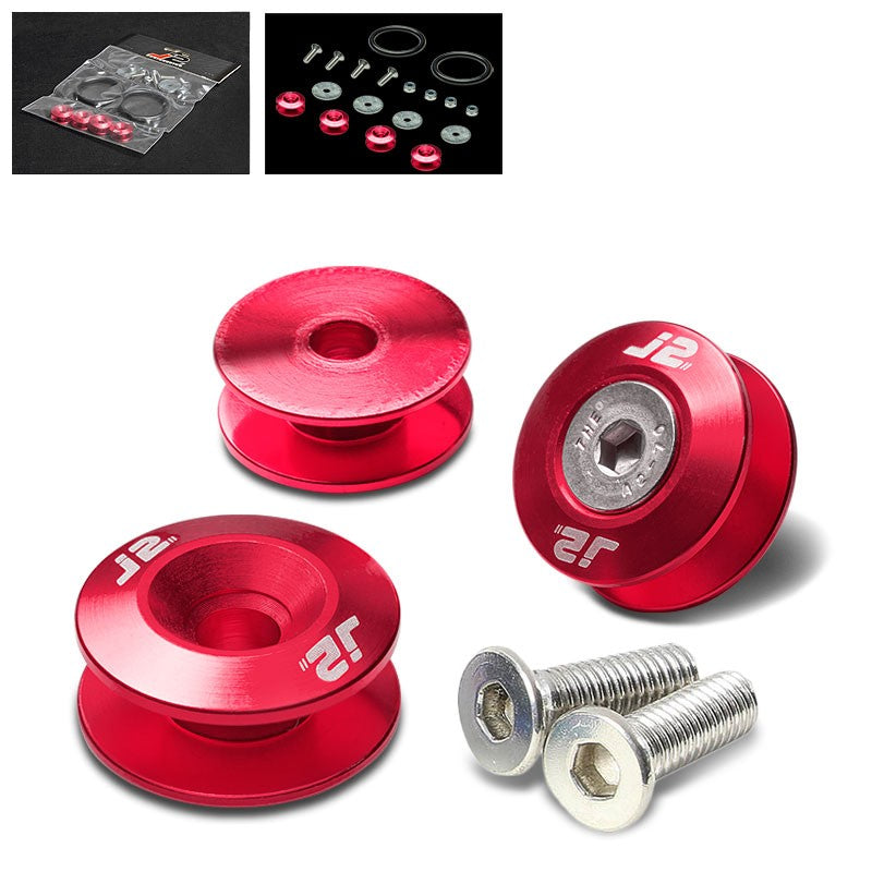 4PC J2 Red Aluminum Trunk Bumper Quick Release Fastener Hatch Washer Kit-Washer-BuildFastCar