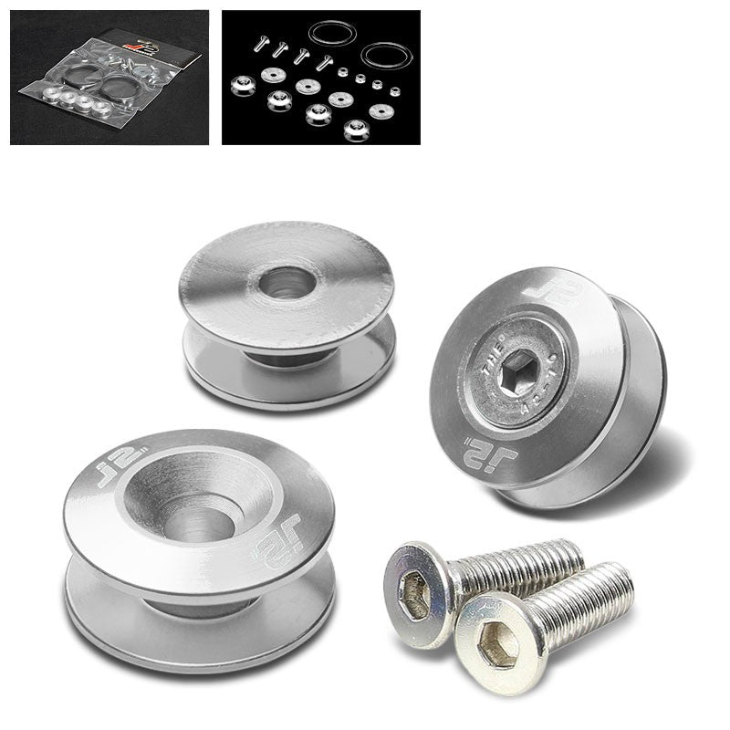 4PC J2 Silver Aluminum Trunk Bumper Quick Release Fastener Hatch Washer Kit-Washer-BuildFastCar