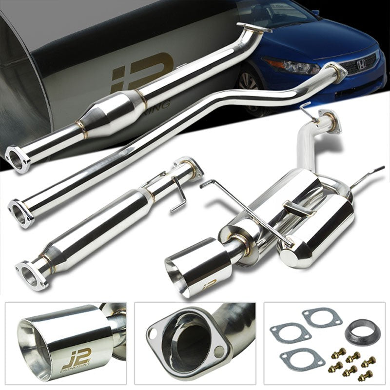 4.5" Slant Roll Muffler Tip Exhaust Catback System For 08-10 Accord Sedan 2.4L-Performance-BuildFastCar