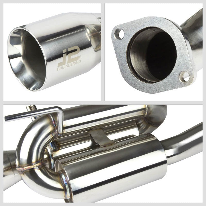 3.5" Round Roll Muffler Tip Exhaust Catback System For 12-13 Fiat 500 1.4L SOHC-Performance-BuildFastCar