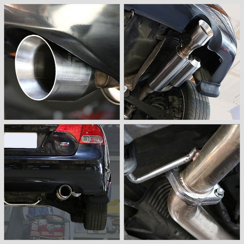 4.5" Roll Muffler Tip Exhaust Catback System For 07-11 Civic FA5 Si 2.0L DOHC-Performance-BuildFastCar