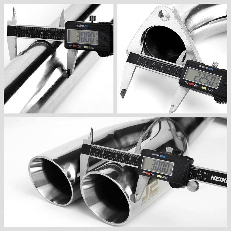 3" Dual Roll Muffler Tips Exhaust Catback System For 92-97 BMW 325i E36 2.5L-Performance-BuildFastCar