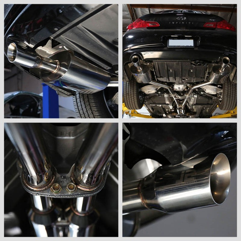 3.5" Dual Slant Roll Muffler Tip Exhaust Catback System For 09-13 G37 Sedan 3.7L-Performance-BuildFastCar