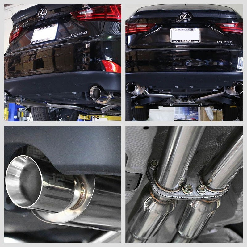 4" Dual Slant Roll Muffler Tip Exhaust Catback System For 14-15 Lexus IS250 2.5L-Performance-BuildFastCar