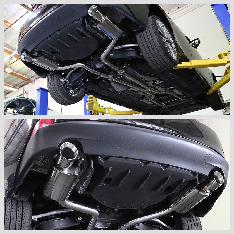 4" Dual Slant Roll Muffler Tip Exhaust Catback System For 14-15 Lexus IS250 2.5L-Performance-BuildFastCar