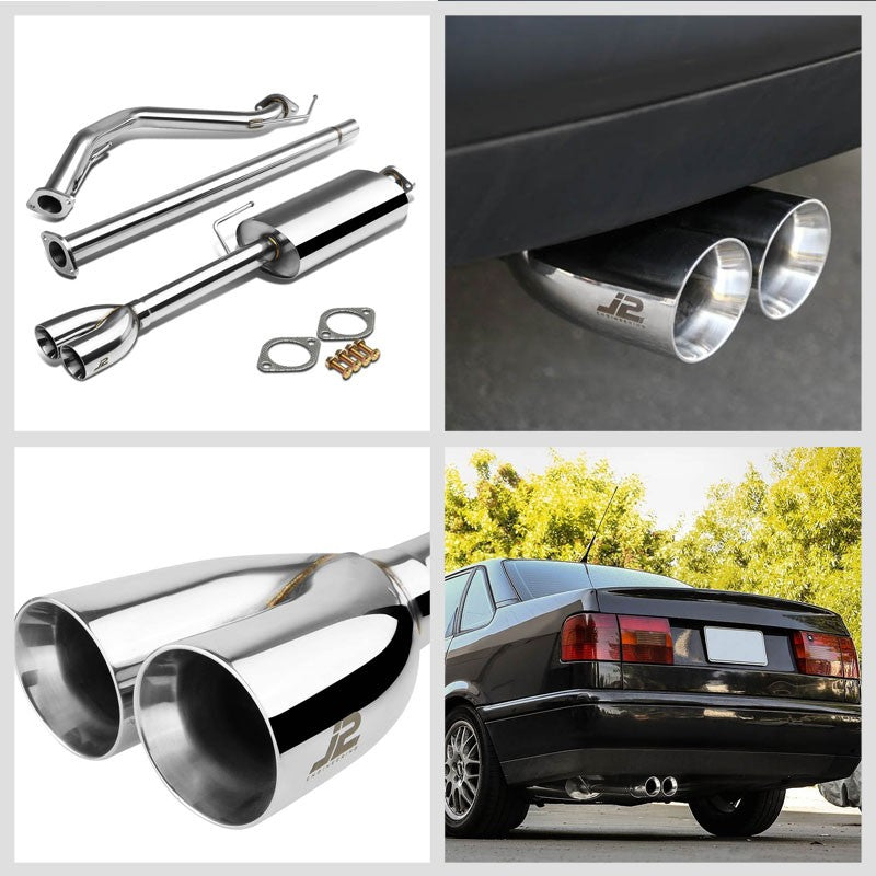 2.75" Dual Slant Roll Muffler Tip Exhaust Catback System For 93-99 Jetta Typ1H-Performance-BuildFastCar