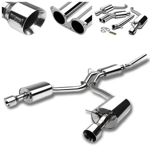 4" Dual Round Slant Roll Muffler Tip Exhaust Catback System For 03-08 A4 DOHC-Performance-BuildFastCar