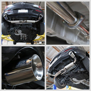 4.5" Dual Roll Muffler Tip Exhaust Catback System For 05-09 Mazda 3 2.3L DOHC-Performance-BuildFastCar