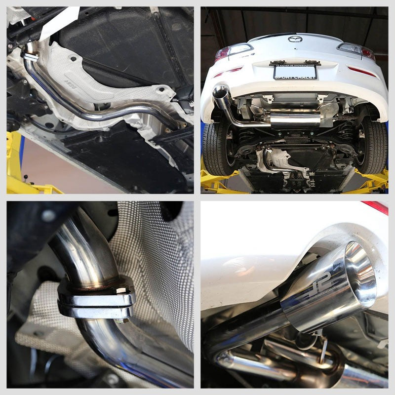 4.25" Slant Roll Muffler Tip Exhaust Catback System For 10-13 Mazda 3 2.0L DOHC-Performance-BuildFastCar