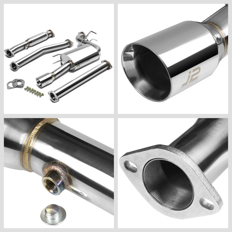3.5" Slant Roll Muffler Tip Exhaust Catback System For 93-97 Toyota Corolla DOHC-Performance-BuildFastCar
