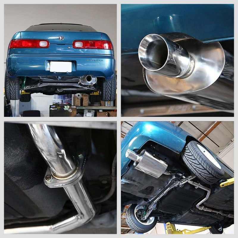 3.5" Slant Roll Muffler Tip Exhaust Catback System For 94-01 Integra 1.8L DOHC-Performance-BuildFastCar