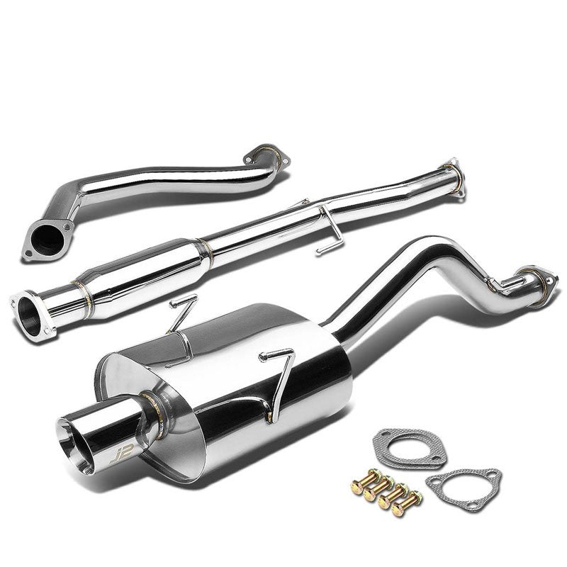 3.5" Slant Roll Muffler Tip Exhaust Catback System For 94-01 Integra 1.8L DOHC-Performance-BuildFastCar