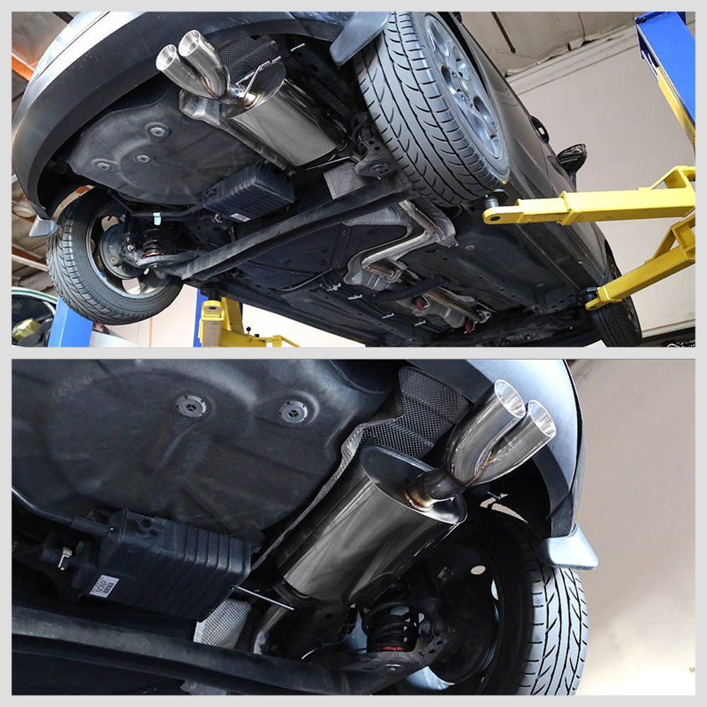 2.75" Dual Slant Roll Muffler Tip Exhaust Catback System For 11-15 Fiesta 1.6L